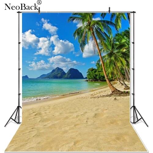 NeoBack Vinyl Tropical Summer Blue Sea Beach View Photography Background Photo Studio Indoor Computer Printed Children Backdrops