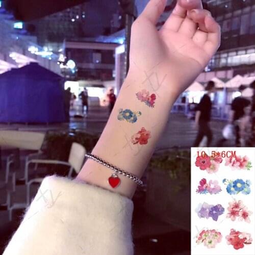 Waterproof Temporary Tattoo Sticker Sexy Color Flower Leaf Small Size Cool Ins Body Art Flash Tatoo Fake Tatto For Woman Men