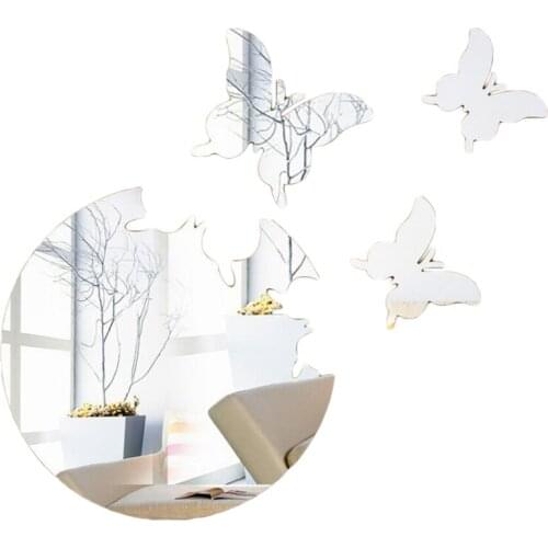Mirror Wall Sticker Acrylic Living Room 3D Butterfly Decoration Bedroom Bathroom Toilet Wall Mural Art Decal Home Decor Stickers