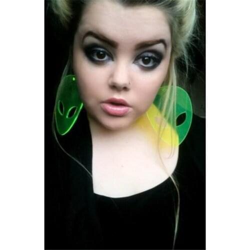 Jewelry Acrylic Neon Pink Green Aliens Super Large Earrings for Women Pendientes HipHop ET Drop Earring Woman