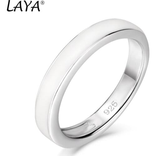 Laya Silver Finger Ring For Women 925 Sterling Silver Simple Design Circle White Orange Fine Jewelry Handmade Enamel 2021 Trend