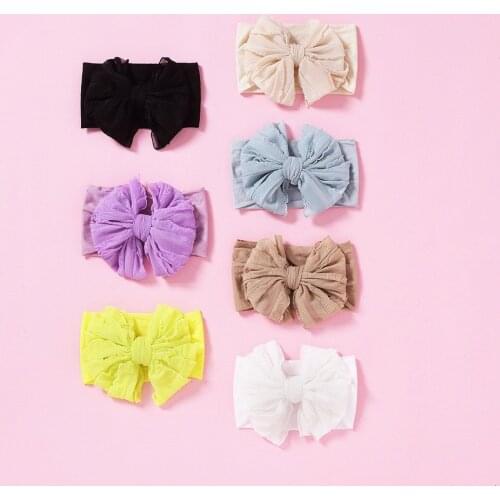 1 Pc Large Bow Nylon Baby Headbands Newborn Infant Toddler Hairbands and Child Hair Accessories Kids Hair ornaments Bow Headwrap
