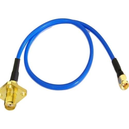 10pcs Blue SMA Male to SMA Female 4 Hole Flange Simi Rigid RF coax cable 50ohm RG402 cable 10/15/20/30/50cm