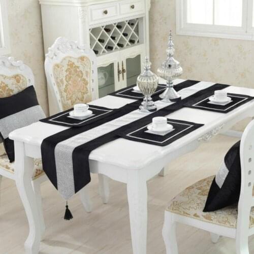 30 Modern Diamond Velvet Table Runner + 4 Dining Placemats Tablemats Home Decor Wedding Party Decoration NO CUSHION COVER