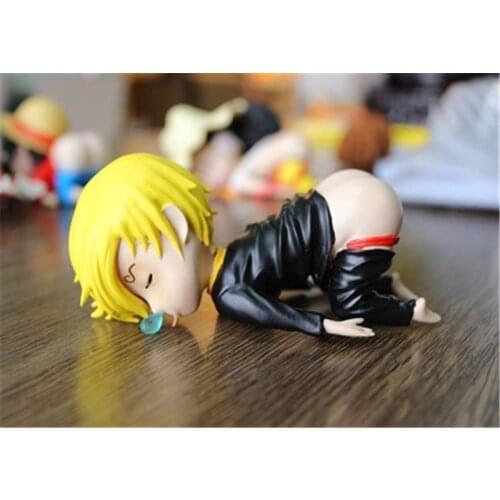 Anime One Piece Sanji Cute Sleepy-ass PVC Action Figure Desk Decoration Collectible Model Doll Toy Kids Gift Figurine 6-10cm