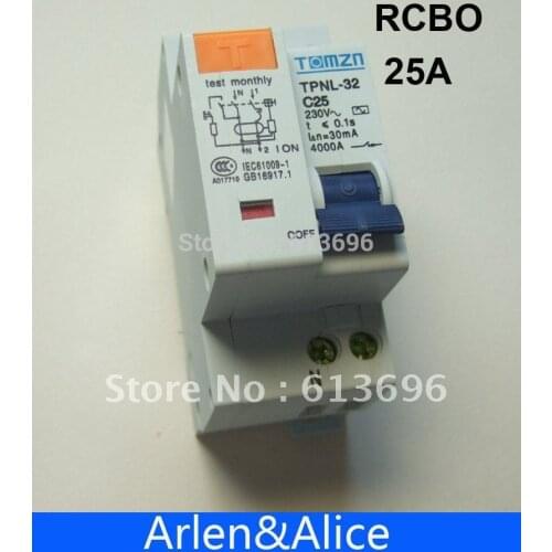 DPNL 1P+N 25A 230V~ 50HZ/60HZ Residual current Circuit breaker with over current and Leakage protection RCBO