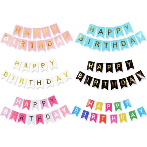 Happy Birthday Banner Baby Shower Eight Style Party Decorations Photo Booth 1st birthday Happy Birthday Bunting Garland Flags