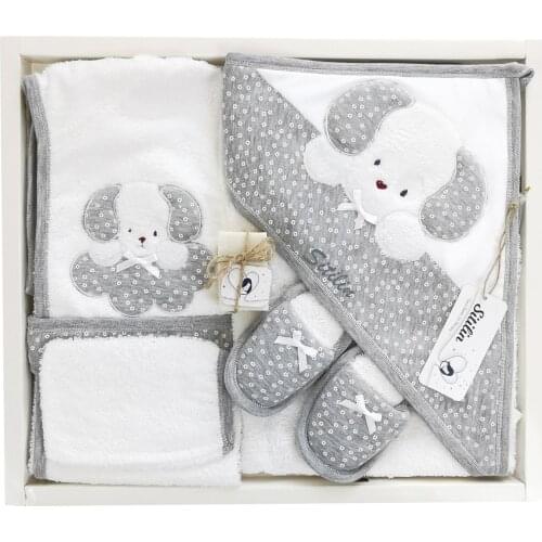 Girl Boy Baby Child Hooded Gray Bathrobe Towel Set Baby Bath Towel Baby Towel Newborn with Infant Towels Blanket Baby İnfant