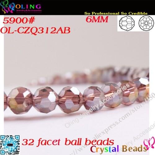 Bead,100pcs/Lot AmelhystAB Crystal Glass Faceted Football Beads 6mm Crystal Round Beads For DIY Jewelry Findings