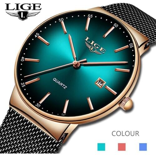 LIGE Sports Date Mens Watches Top Brand Luxury Waterproof Fashion Cool Watch Men Ultra Thin Dial Quartz Watch Relogio Masculino