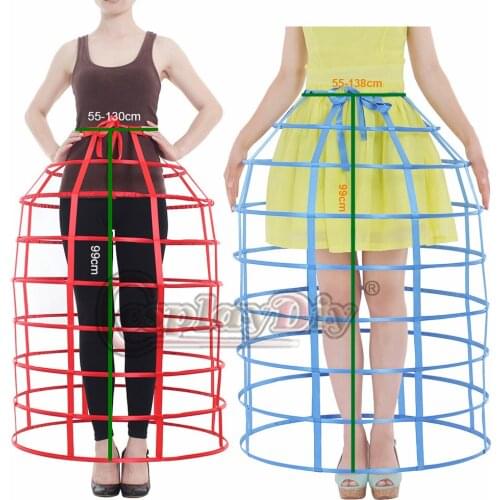 Cosplaydiy Ladys Medieval Crinoline Victorian Dress Underskirt Retro Bustle Dome Cage Skirt Hoop Petticoat L320
