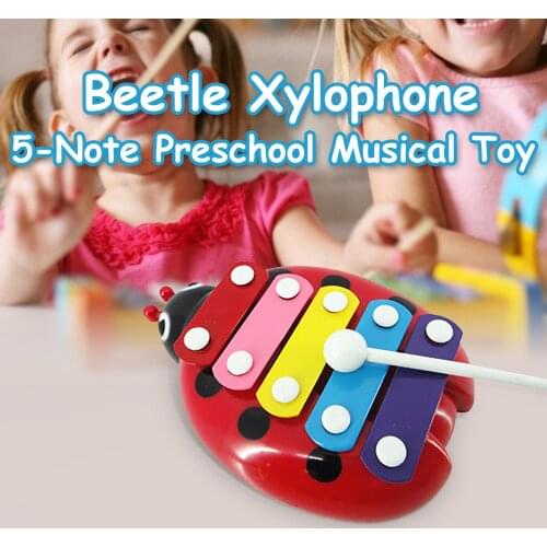 Childens Beetle 5-Note Preschool Musical Toy Baby Early Education Puzzle Development Wisdom Musical Instruments Toy Kids Gift
