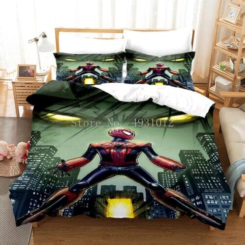 Cartoon Avengers Spiderman kids Bedding Set Comforter Duvet Covers Pillowcases Bedroom Decor Double Queen Pillowcases for Boys