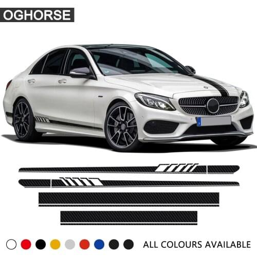 For Mercedes Benz C Class W205 4-Door Sedan Saloon 2015-Present Car Styling Edition 1 Hood Roof Rear Stripe Side Skirt Stickers