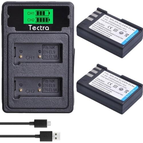 2pc EN-EL9 EN EL9 EN-EL9a EN EL9a EL9a Li-ion Battery+LCD Dual Charger for Nikon EN-EL9a D40 D60 D40X Camera