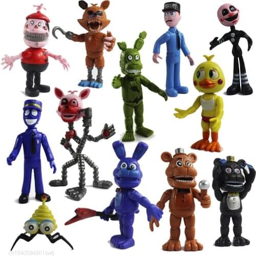 New 12pcs/Set Five Nights At Freddys Action Figure Toys FNAF Figures Chica Bonnie Foxy Freddy Fazbear Bear Anime Toys For Kids