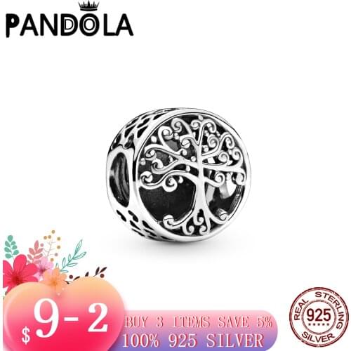 Hot 100% 925 Sterling SILVER charms Openwork Family Roots Charm fit Original Pandora Bracelet silver 925 jewelry