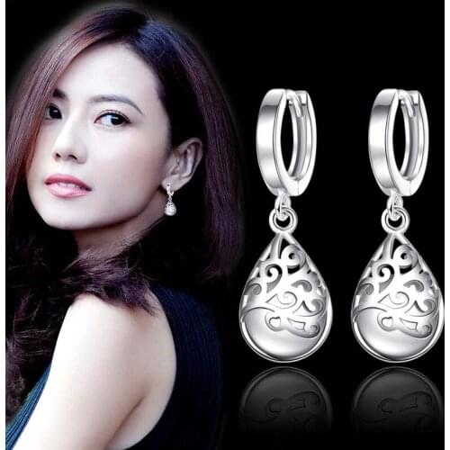 Exquisite Moonlight Opal Drop Earrings For Women Silver color plated Brincos Earing Wishing Pool Earrings Jewelry Gift Wholesale