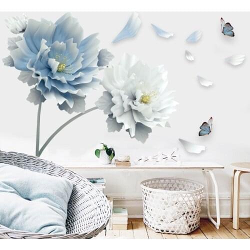 China Style Plants Wall Stickers Living Room Wallpaper Butterfly Eco-friendly Vinyl Art Poster Decals Waterproof Mildew Proof