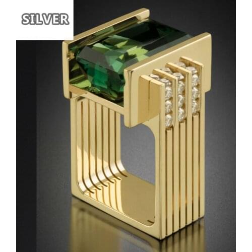 18 K gold- grandmother green princess diamonds Several Personality Cubes engagement Green Jadeite/Gemstone Zircon ring