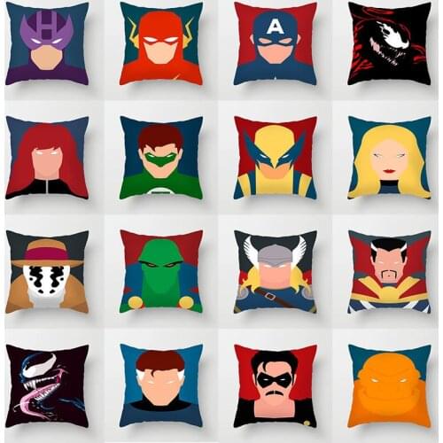 2021 Marvel Super Hero Series Fashion Home Decorative Cushion Cover Cartoon Peach Skin Velvet Bedroom Living Sofa Pillowcase