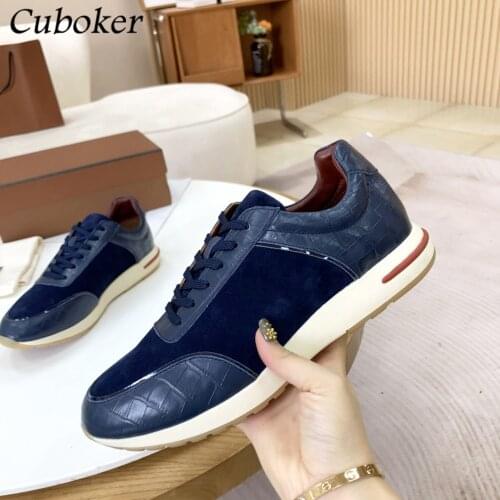 Brand Designer Men Sneakers Round Toe Lace Up Patchwork Non-Slip Male Loafers Spring Autumn Outside Walking Flat Shoes Men