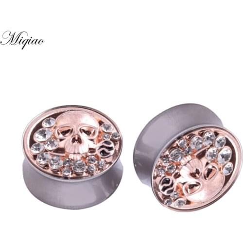 Miqiao 2pcs Fashion Hot Style Stainless Steel Skull with Ear Pinna Exquisite Body Piercing Jewelry