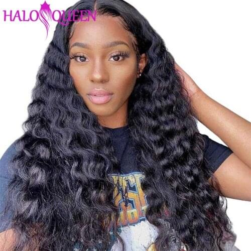 Mongolian Loose Deep Wave Lace Closure Wig For Women 180% Density Loose Wave 13X4 Lace Front Human Hair Wigs 30 32 Inch Prepluck
