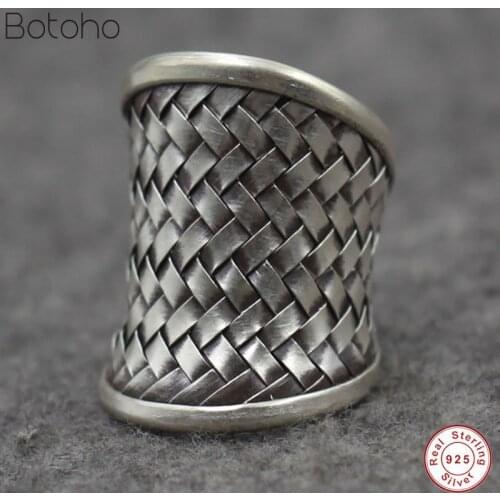 S925 Sterling Silver colour Rings Women Men Super Wide Woven Braided Lines Wedding Ring Jewelry That Can Be Partyed Or Engaged