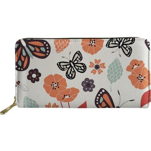2020 New Leather Woman Clutch Ladies Wallet Butterfly Printing Ms Money Bag Lady Bags Girl Credit Card Holder Phone Bag