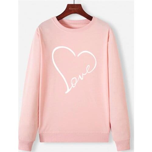 New Heart Print Sweatshirt Kawaii Hoodies Women Top Clothes Pullover Hoody Female Winter Womens Hoodies Pink Full Sleeve Hoodie