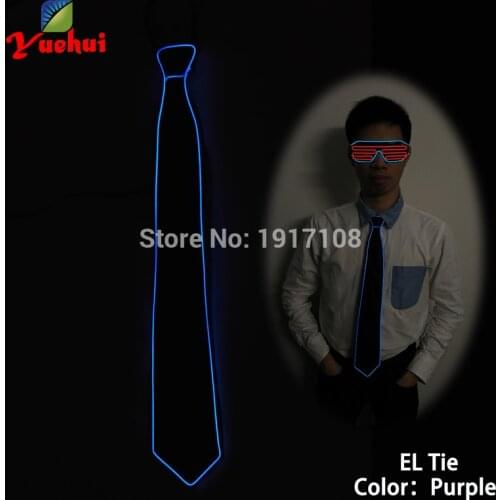 NEW Fashion10 color Luminous Party decorative Flashing LED Neck tie EL Wire Necktie For Night Club,dance,DJ,Wedding Decoration