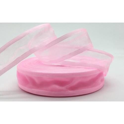 Wholesale 5Yards 1"(25mm) Pink Broadside Organza Ribbon Bow Wedding Christmas Party Wrapping Decoration Lace Crafts