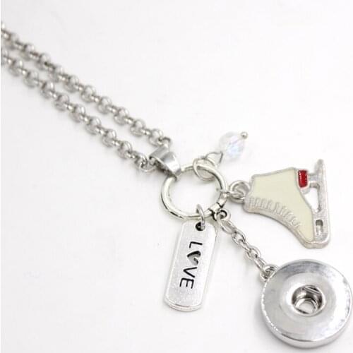 10pcs Wholesale 18mm Snap Jewelry Ice Skate Pendant Necklace Gifts Snap Necklace Skater Gift Bijoux