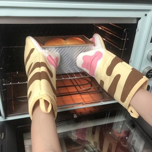 Microwave Oven Non-slip Anti-scald Cotton Heat Resistant Baking Protect Gloves Kitchen Tool Mitten