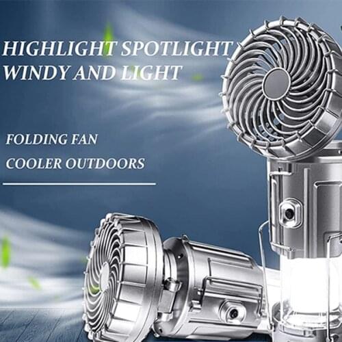 6 in 1 Portable Outdoor lighting LED Camping Lantern With Fan Solar Powered Handheld Lamp for Camping Fishing kamp malzemeleri