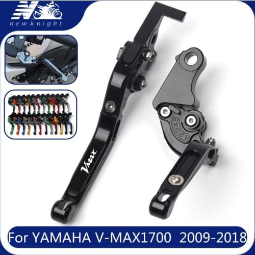 With Logo For Yamaha VMAX V-MAX1700 2009-2018 Motorcycle Accessories Aluminum Folding Extendable Adjustable Brakes Clutch Levers