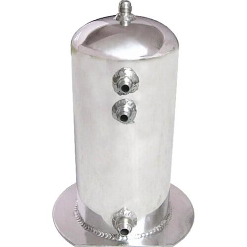 Silver Aluminum Baffled Car Oil Catch Can Tank Reservoir Breather AN6 AN8