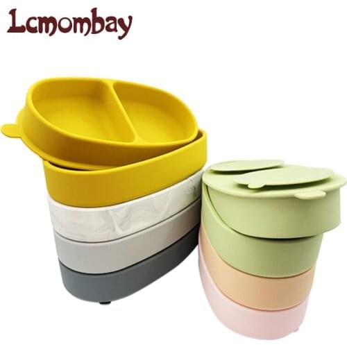 Lcmombay Silicone Baby Feeding Plate sucker Dishes suction Bowls Anti-flip Tableware Children Drop-resistant Plate BPA Free