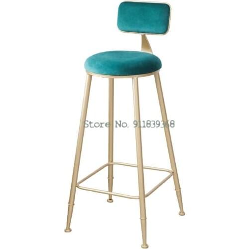 Nordic light luxury wrought iron bar chair ins simple net red bar front restaurant lounge chair with backrest high stool