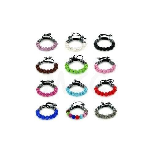 Mix random color Best 12 Pcs/lot 10mm Bead Micro Pave Disco Ball Beads crystal bracelet Lot.SER fasion mix bracelets