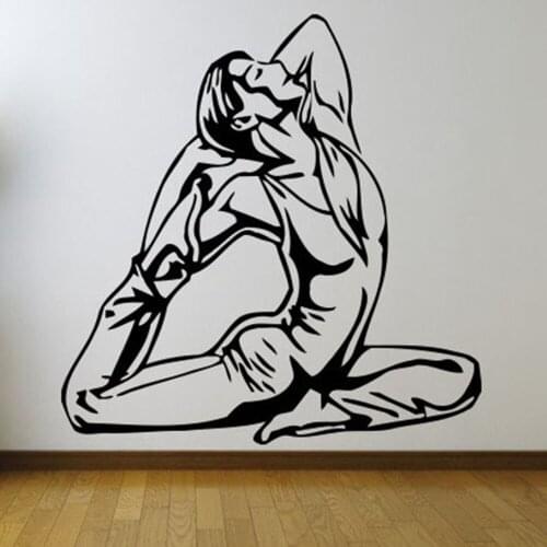 Sports Wall Stickers Home Decor Living Room Wall Vinyl Decals Art Wall Room Decors Gym Girl Yoga Sport Wallpaper Pattern B365