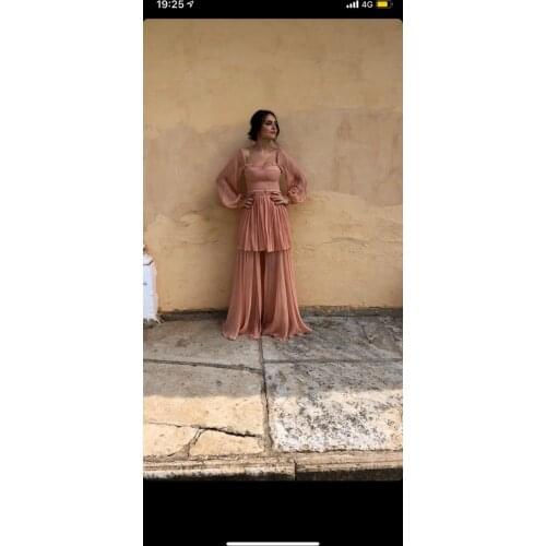 2019 Sexy Bohemian Wedding Dresses Chiffon Beach Garden Long Sleeve That Wipe a Bosom Bridal Gowns withFloor Length Custom