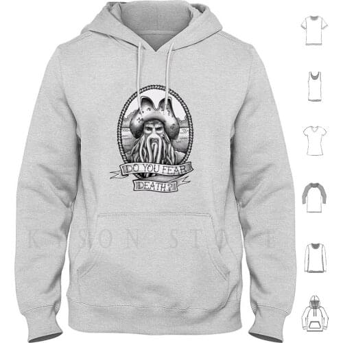 Are You Afraid Of Death ? Hoodies Long Sleeve Pirate Piracy Ship Surf Sea Hat Octopus Squid Tentacle Black Pearl