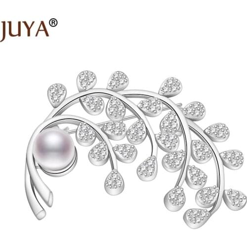 Top Quality Elegant Fashion Cubic Zirconia Rhinestone Brooch Pins Pearl Flower Brooches For Women wedding party broches gift