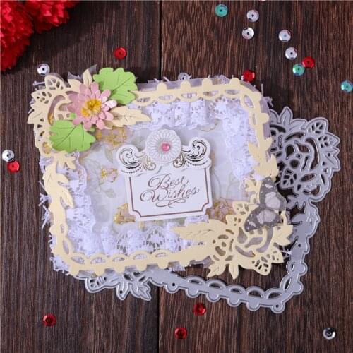 YaMinSanNiO Floral Heart Flower Frame Metal Cutting Dies Stencil DIY Scrapbooking Crafts Embossing Die Cut Card Album Decoration