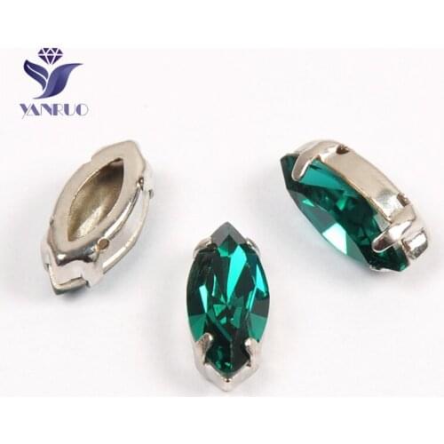 YANRUO 4200 All Sizes Blue Zircon Navette Craft Gems Point Back Strass Sewing Rhinestones Glass Crystals For Decoration