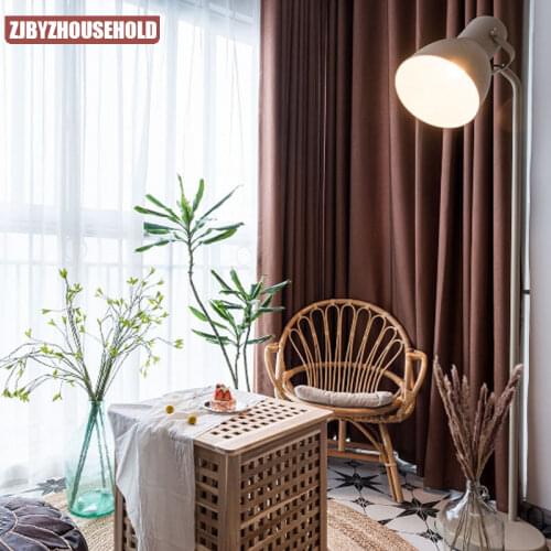 Japanese Style Simple Modern Dark Brown Cotton Linen Linen Blackout Curtains Bedroom Living Room Balcony Study Room Curtains