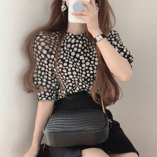 ZCSMLL Korean Fashion Spring and Summer Round Neck Pullover Loose Puff Sleeve Shirt Loose Big Size Vintage Blouse Women