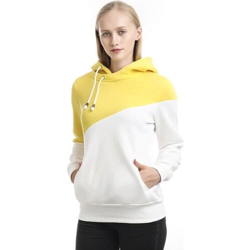 Women Skateboarding Hoody Spring And Autumn Ladies Contrast Color Hooded Casual Pullovers Lady Long Sleeve Robe Femme